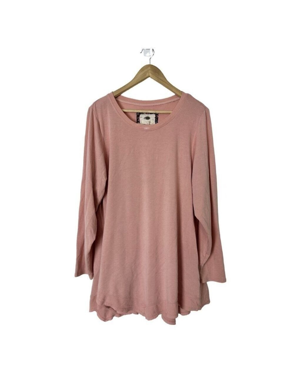 Cupio Woman Pink Crewneck Long Sleeve Lagenlook Pullover Tunic Top Size 1X Soft